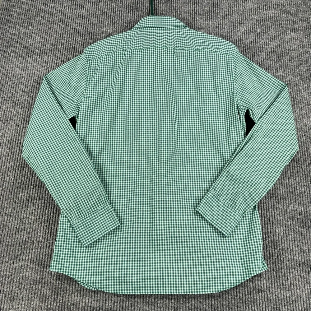 Banana Republic Shirt Mens Medium Green Check Long Sleeve Button Up Slim Flex